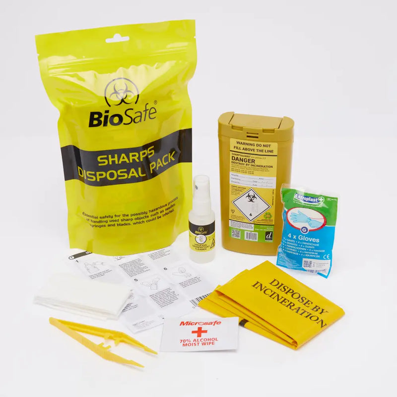Biosafe One Application Sharps Disposal Pack in Grab Bag